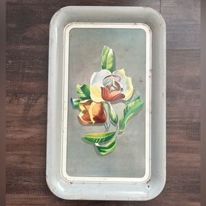 Vintage Floral Metal Tray